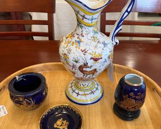Portugal Pottery Pitcher and Limoges, France porcelain