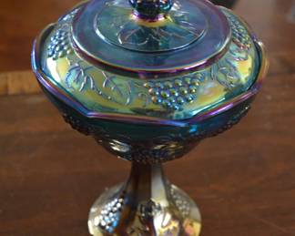 Carnival Glass Footed Compote