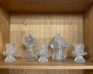 PartyLite Quilted Crystal Votive Candle Holders - Santa Claus Lead Crystal Candle Holders