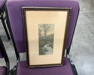 Framed & Signed Hand Tinted Photograph "Plymouth Curves" by Wallace Nutting