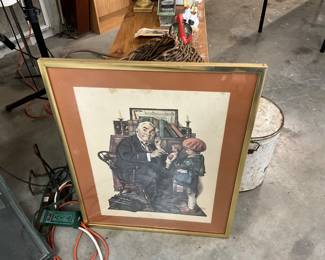 Framed Norman Rockwell Print "The Doctor and the Doll"