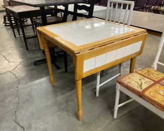 Tile & Wood Drop Leaf Table
