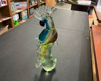 Murano Cockatoo Bird Art Glass Figurine