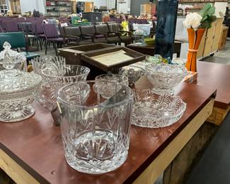 Crystal Ice Bucket w/Metal Handle - Crystal Bowls