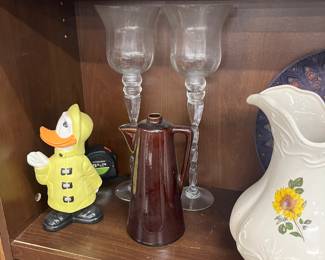 Disney Donald Duck Figurine - Brown Stoneware Pitcher/Jug