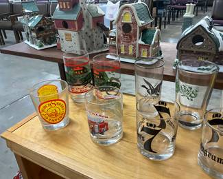Assorted Glassware - Church Street Station Cocktail Glass - We Could've Been Hugh Beer Glasses - Hess Fire Truck Bank Tumbler Drinking Glass