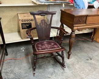 Upholstered Seat Wood Rocking Chair