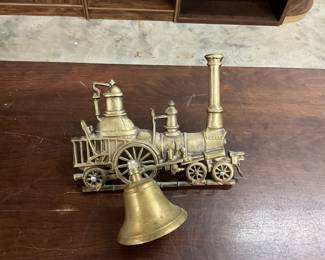 Brass Wall Mounted Key Holder - Steam Engine Dinner Bell