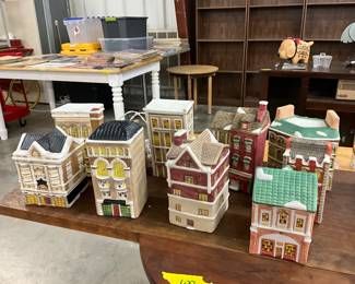 Miniature Lighted Ceramic Christmas Village Set