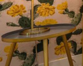2 - Brass Gold Orb Bedside Lamps, 2 - Round Side Table, Metal End Tables