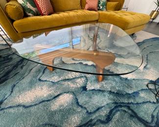 1 - Modway Triangle Glasstop Coffee Table, Blue Ocean Rug