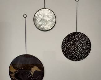 Modern Glass/Metal wall art - set of 3