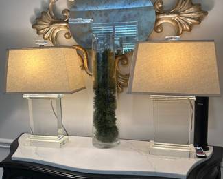 Pair of Restoration Hardware glass lamps