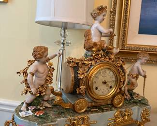 Dresden angel mantle clock