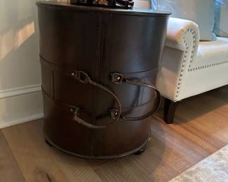 Leather drum table