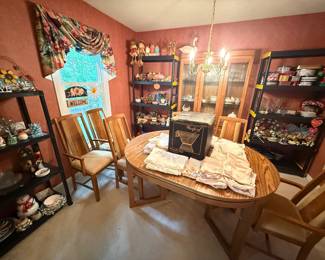 Glassware, Dishwater, Table Linens, Christmas Ceramics, Dining Room Table & Chairs