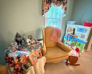 Armchair, Art Glass, Children's Toys, Vintage Wooden Rocker