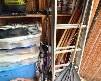 Yard Tools, Fishing Rods, Paint, Rake