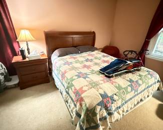 Complete Violin Case w/ Strings, Quilt, Queen Bed, Side Table, Lamp