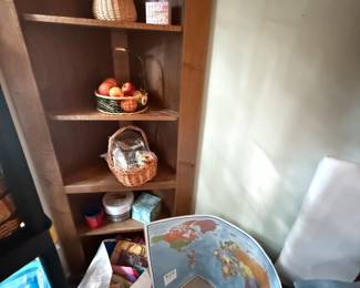 Laminated World Map for Wall, Wicker Baskets
