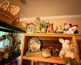 Wooden Entertainment Center, Religious Books, History Books, Holiday Decor, Patriotic Decor, Fourth of July Decor, Autumn Decor, Fall-Themed Art, Wicker Baskets, Easter Decor, Snowmen