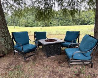 Firepit and outdoor furniture