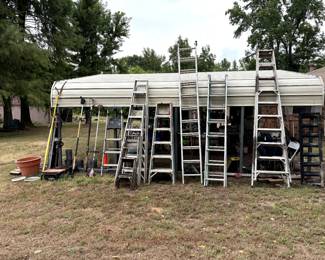 Several ladders different sizes