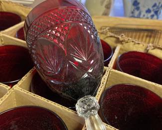 20 Cristal D’arques ruby goblets