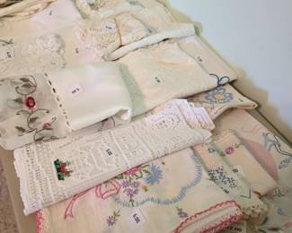 Vintage table runners and dollies