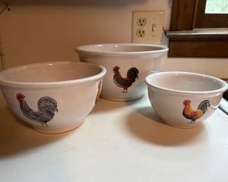 Rooster design mixing bowl set