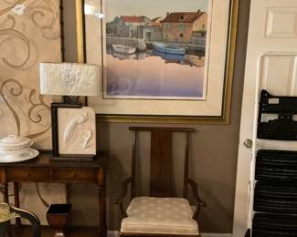 ORIGINAL ART FROM WENTWORTH GALLERY AND DAVIS CABINET CHAIRS (2)