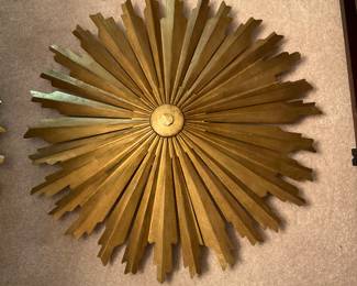 PAIR OF CLAYMORE FLUSH MOUNT GILDED IRON LIGHTS