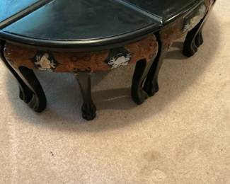 INLAID AND CARVED CHINESE TEA TABLE