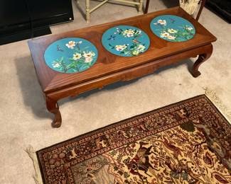 INLAID COFFEE TABLE WITH PORCELAIN DISKS