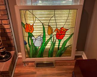 VINTAGE STAINED GLASS WINDOW 