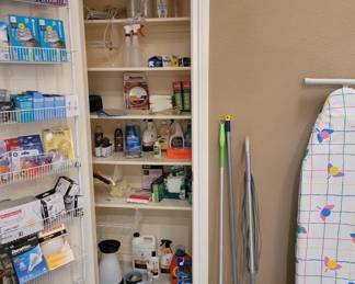 light bulbs, cleaning supplies, steamer