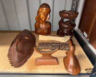8406  Hand Carved Wood and Bone Sculptures 