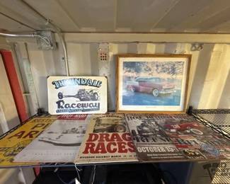 4004  Vintage Style Metal Signs and Framed Photo 