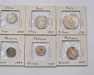 1402  6 Silver Swiss  Philippines Coins 