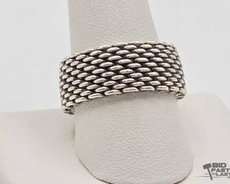 900  Tiffany  Co Sterling Silver Mesh Flex Ring, 10.1g 