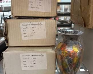 2196  NEW 13 Brass Flower Vases 