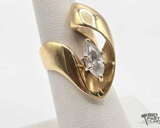 706  Suspected 14k Gold and Rhinestone Ring, 13.2g 