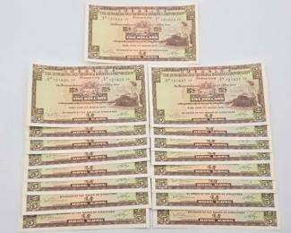 1708  17 Hong Kong Five Dollar Banknotes 