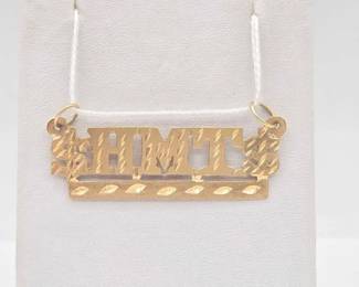 808  10k Gold HMT Name Plate Pendant, 2.7g 