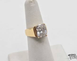 708  Suspected 14k Gold and Rhinestone Ring, 7.6g 