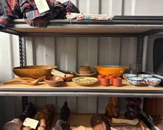 8402  Wooden Bowls and Spoons, Hand Woven Baskets, Japanese Sake... 