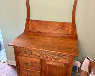 Antique ash washstand with Towel bar