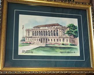 Framed Augustine Heckman "City Hall St. Joseph, MO" print