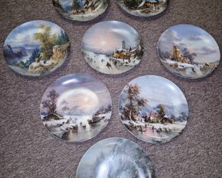 Part 2 of 3 of Collector plate sale in parking lot. All new selection of collector plates $2.00 each. "Von Ludwig Muninger" plates by Furstenburg