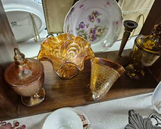 Depression glass.  Amber